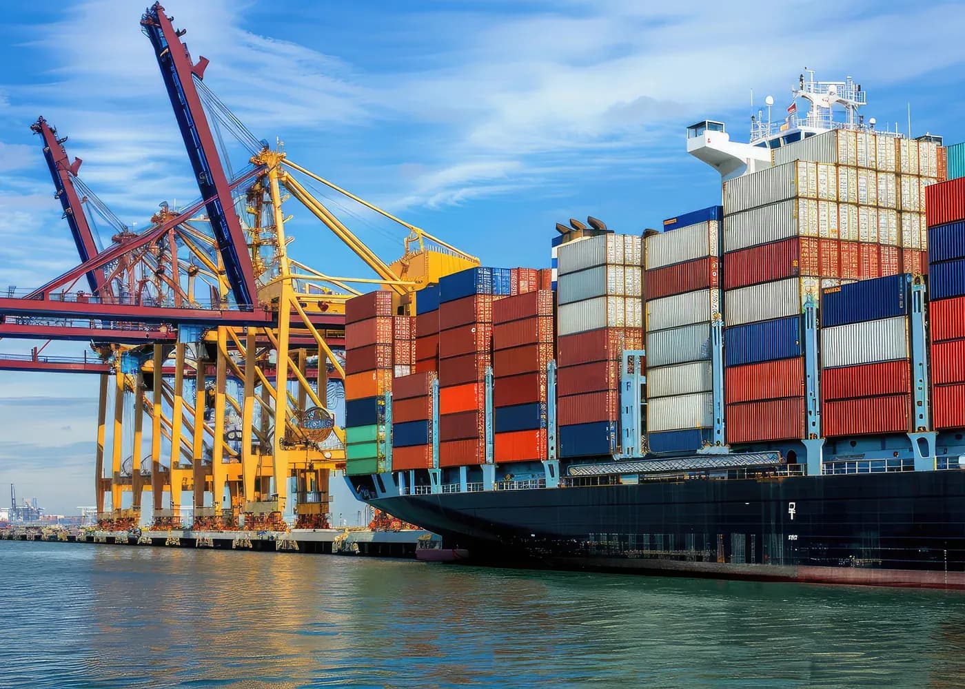 Container terminal and port cranes handling imported goods